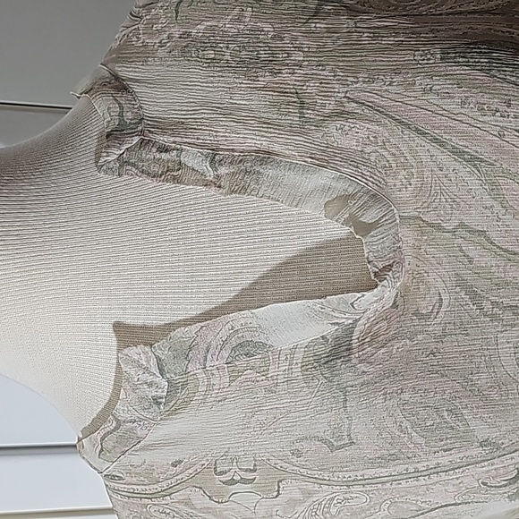 Silk Chiffon Newport News, Y2K blouse. Size 12. Paisley‎ moss green/light pink. - Picture 2 of 9